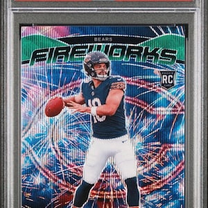Panini Prizm Fireworks 2024 Green Wave #25 Caleb Williams Rookie RC PSA Cartão de Rookie 9 Mint RC Chicago Bears