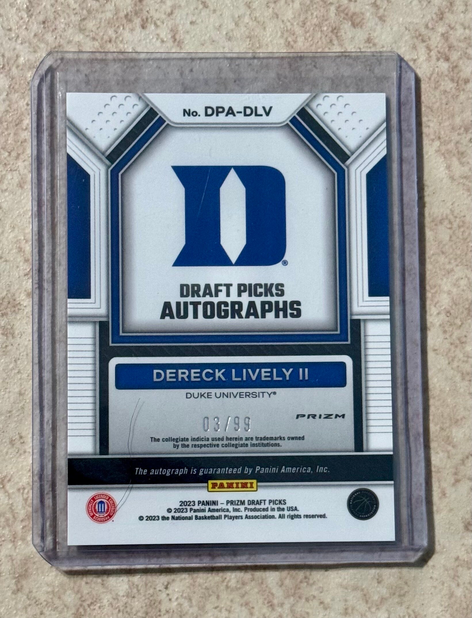 2023-24 Derek Lively II Prizm Draft Picks Rookie Auto Purple Ice 