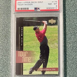 2001 Upper Deck Golf #176 Tiger Woods RC Rookie PSA 8