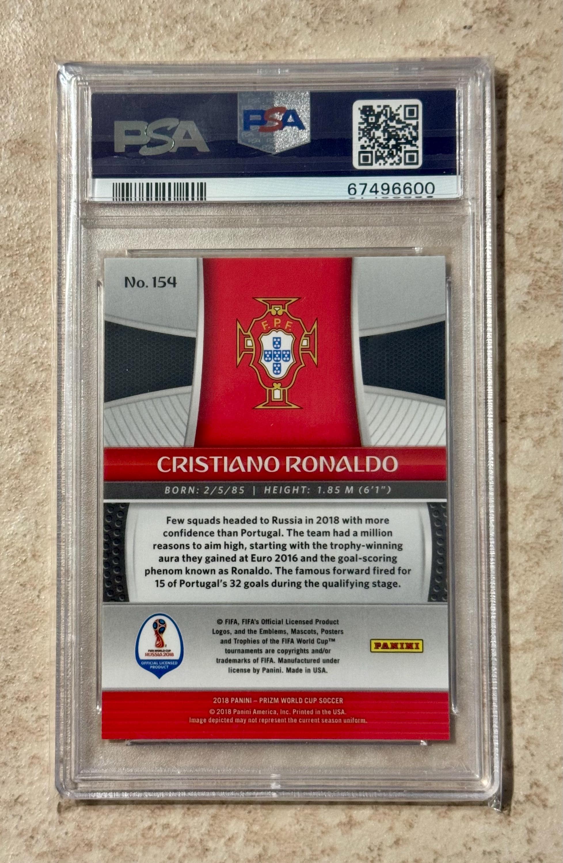 2018 Panini Prizm World Cup Cristiano Ronaldo #154 PSA 10