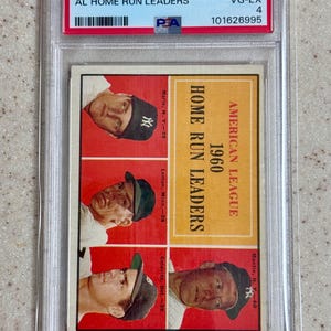 Líderes de RH da Topps AL de 1961 44 Mantle Maris PSA 4