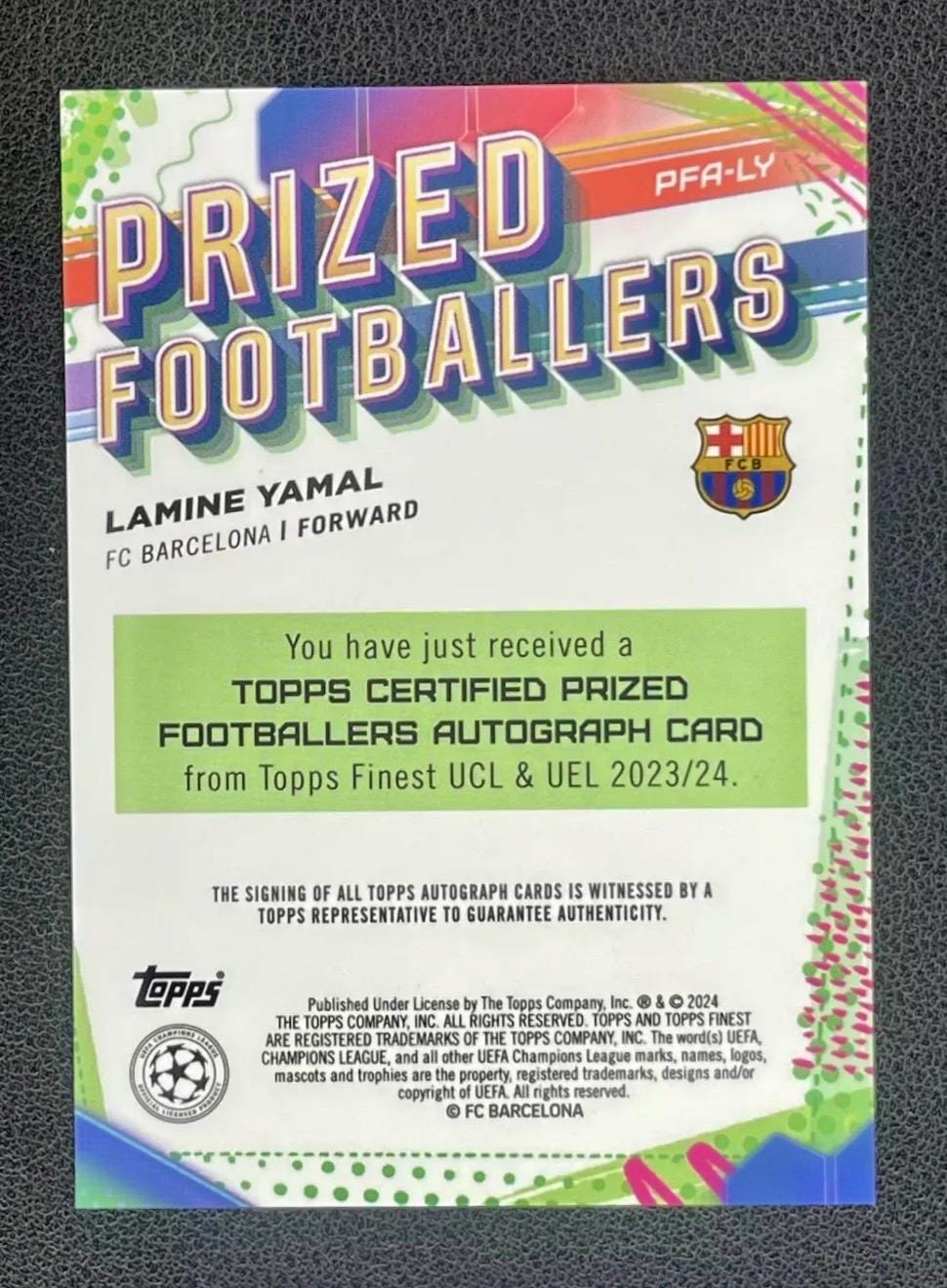 24 Topps Finest Lamine Yamal 賞品サッカー選手 AUTO RC Rookie 24 Topps Finest Lamine Yamal 賞品サッカー選手 AUTO RC Rookie