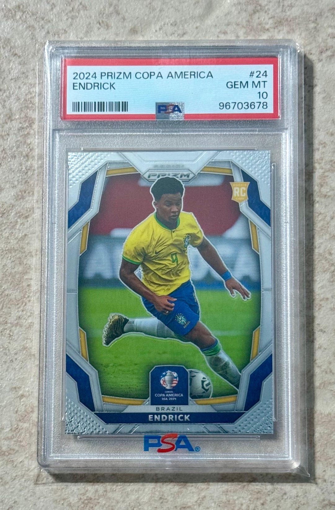 2024 Panini Prizm CONMEBOL Copa America #24 Endrick Rookie RC PSA 