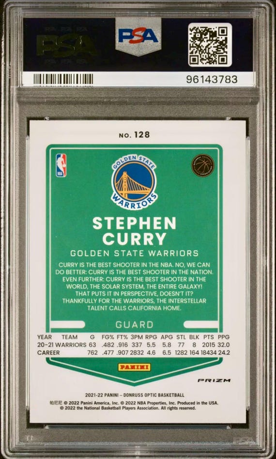 2021 Optic Stephen Curry PSA 10 Purple 2021-2022 - Stephen