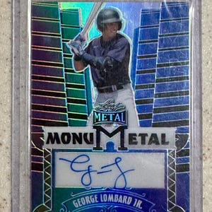 Carte autographe autographe en métal bleu GEORGE LOMBARD JR Monu 2024, numéro d/25 pour les Yankees de New York certifiés, 2024