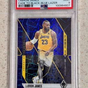 2023 Panini Phoenix Fade To Black Blue Lazer #3 LeBron James #d/275 PSA 9 Mint