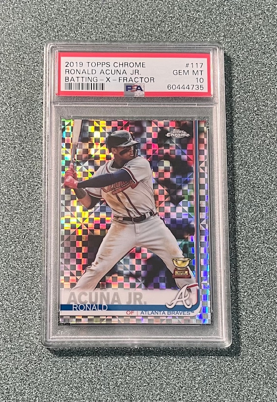 2019 Topps Chrome #117 Ronald Acuna JR Parallel X-FRACTOR Rookie Gold Cup  PSA 10 Gem Mint