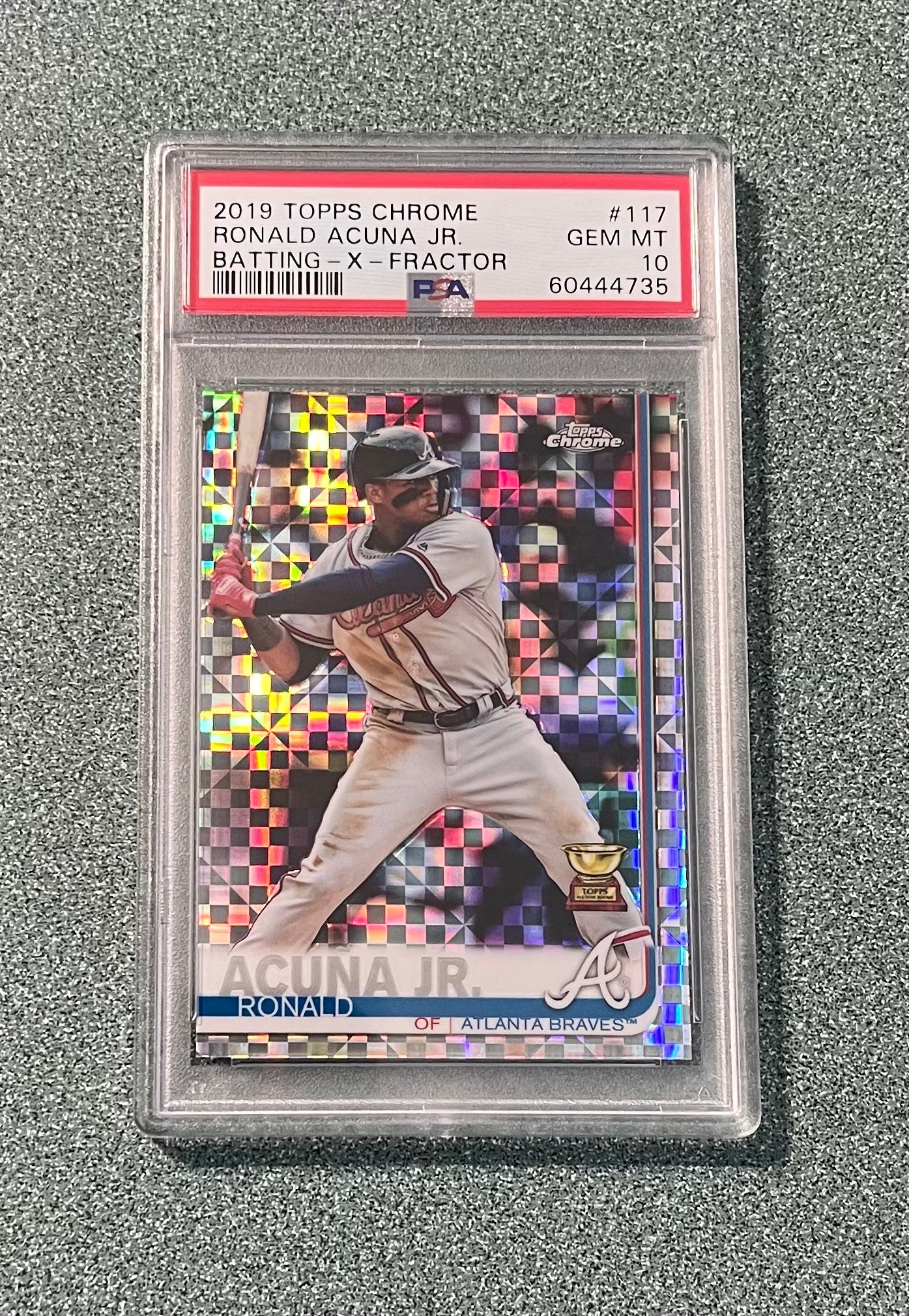 2019 Topps Chrome #117 Ronald Acuna JR Parallel X-FRACTOR Rookie Gold Cup PSA 10 Gem Mint