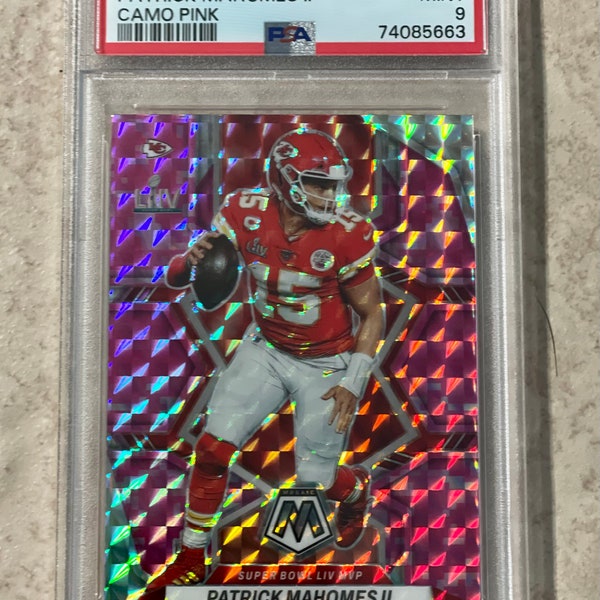 Patrick Mahomes II MVP Mosaic Super Bowl 2022 Camo Pink Prizm PSA 9 Menthe