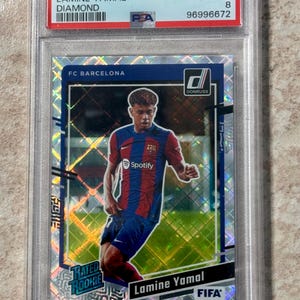 2023-24 Panini Donruss FIFA Soccer Lamine Yamal Diamond Rated Rookie PSA 8