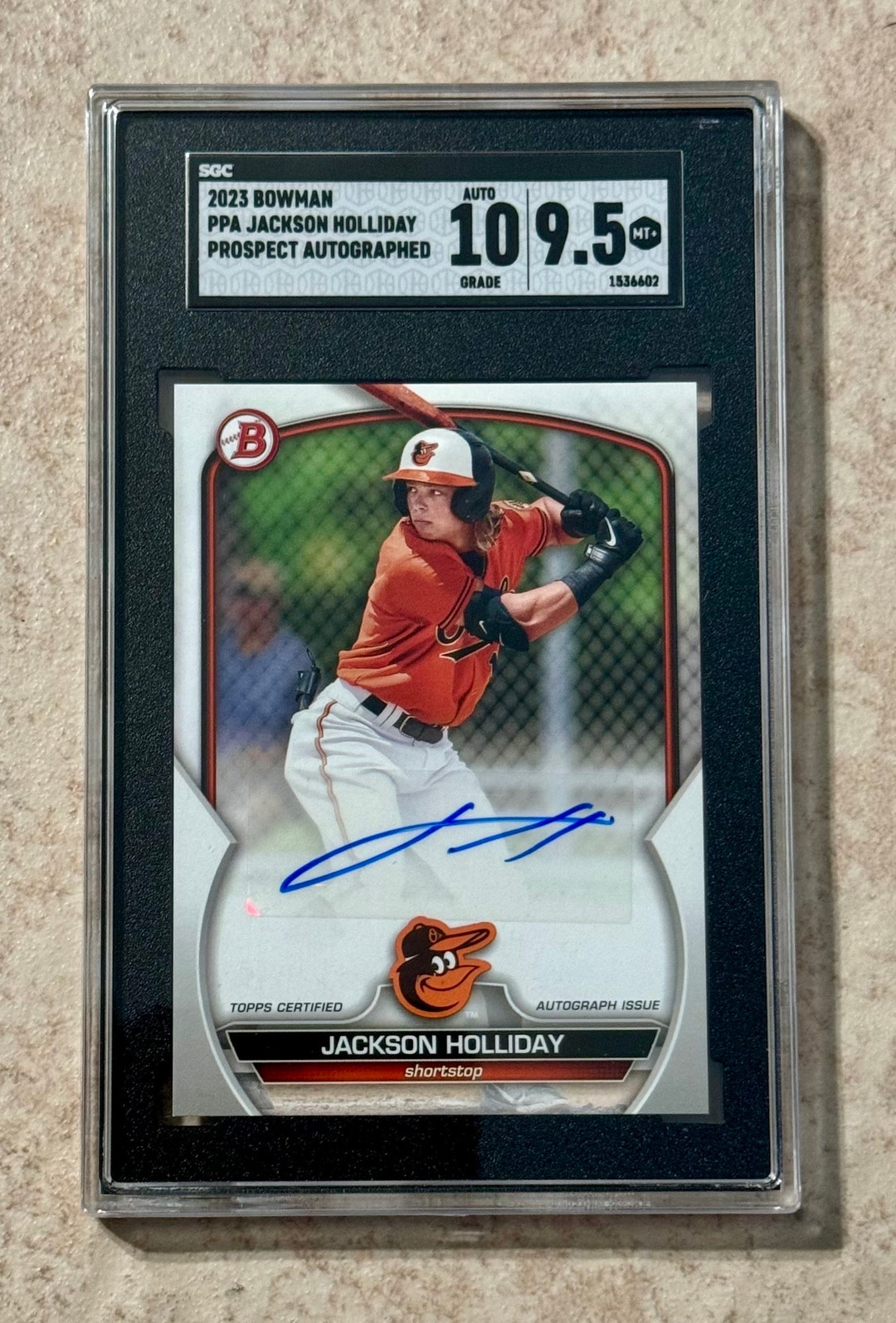 2023 Bowman Prospects Autograph #PPA-JH Jackson Holliday SGC