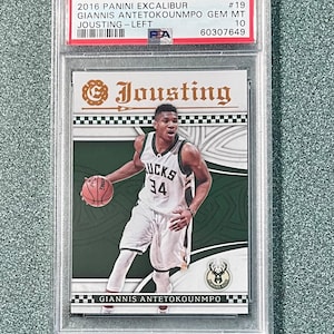 2016-17 Panini Excalibur steekspel links Giannis Antetokounmpo #19 PSA 10 Gem Mint
