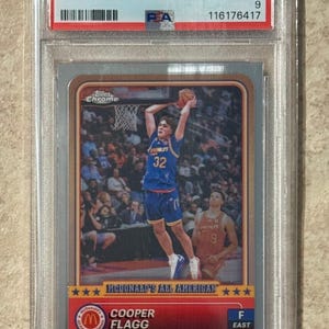 2024 Topps Chrome McDonald&#39;s All-American Cooper Flagg #28 Rookie Card RC PSA 9 Mint Duke Blue Devils Dallas Mavericks #1 Overall