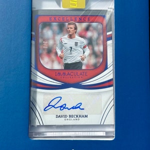 2022-23 Imfleckig Blau Fußball Exzellenz David Beckham Signiert AUTO 3/3 England