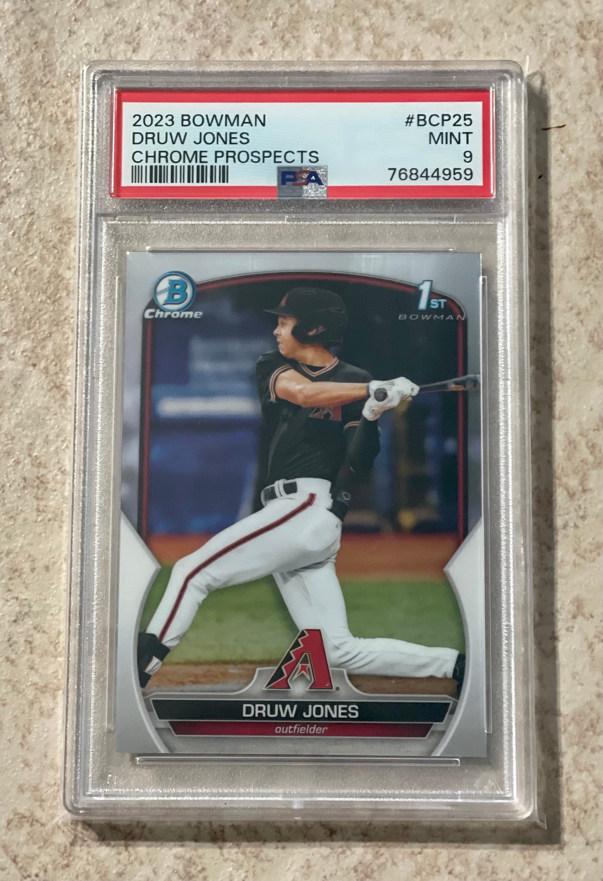 2023 Bowman Chrome Prospects Druw Jones PSA 9 Mint BCP25 1st 