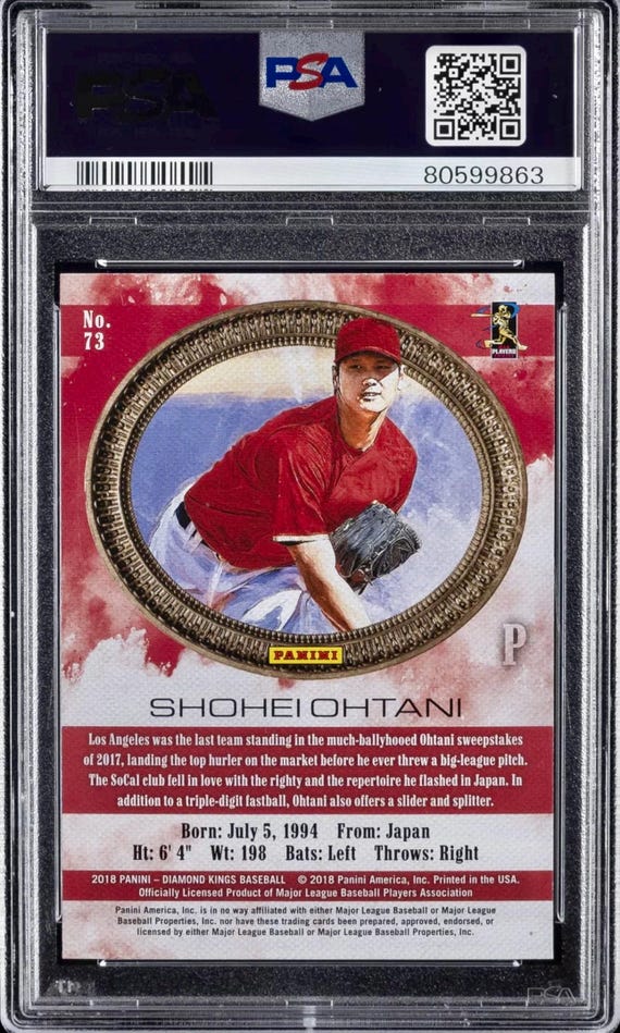 Shohei Ohtani 2018 Diamond Kings Pitch/no Pinstripe RC