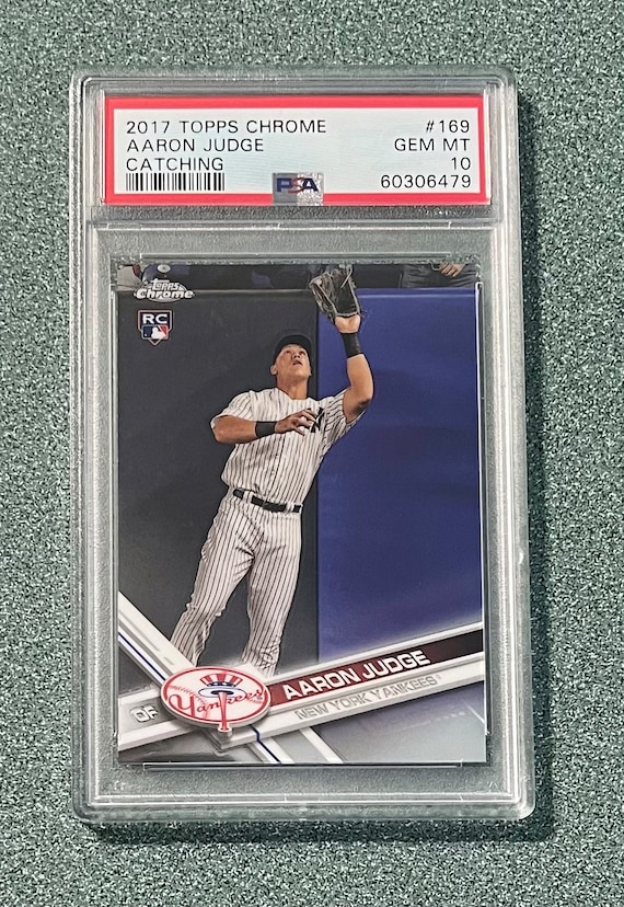 2017 Topps Chrome #169 Aaron Judge Catching RC Rookie PSA 10 Gem Mint  Rookie Card