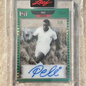 Pele Auto Leaf ProSet Pure 89 Retro Sp #d/8 Green Emerald Acetate Refractor Brazil - Brasil Fútbol Legend - Rare