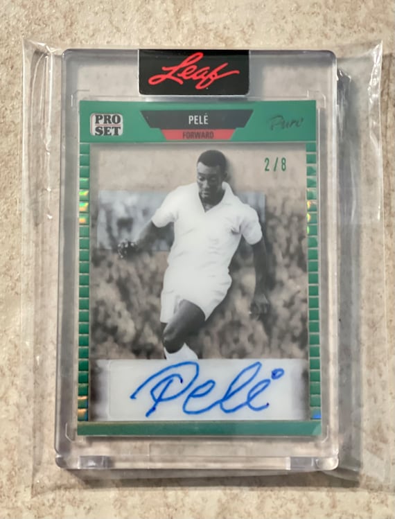 Pele Auto Leaf ProSet Pure 89 Retro Sp #d/8 Green Emerald Acetate Refractor  Brazil - Brasil Fútbol Legend - Rare