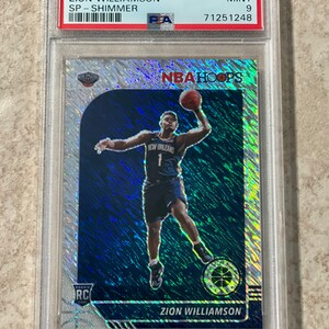 2019 NBA Hoops Premium Stock Zion Williamson SP Shimmer Prizm PSA 9 Mint Rookie Card