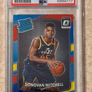 2017-18 Donruss Optic Rot Gelb #188 Donovan Mitchell Jazz RC Rookie PSA 9 Mint