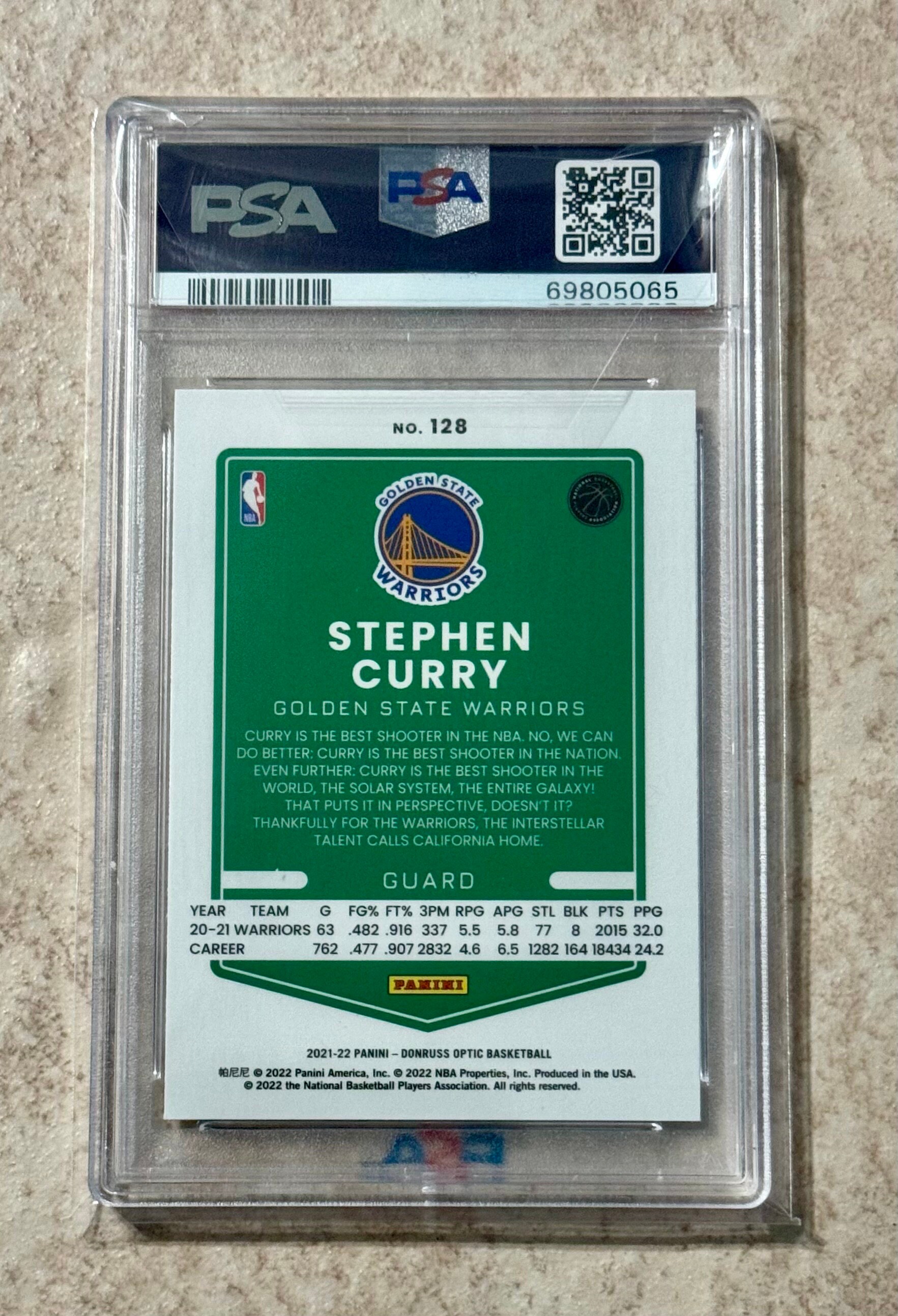 2021-22 Panini Donruss Optic Stephen Curry #128 PSA 10 Gem