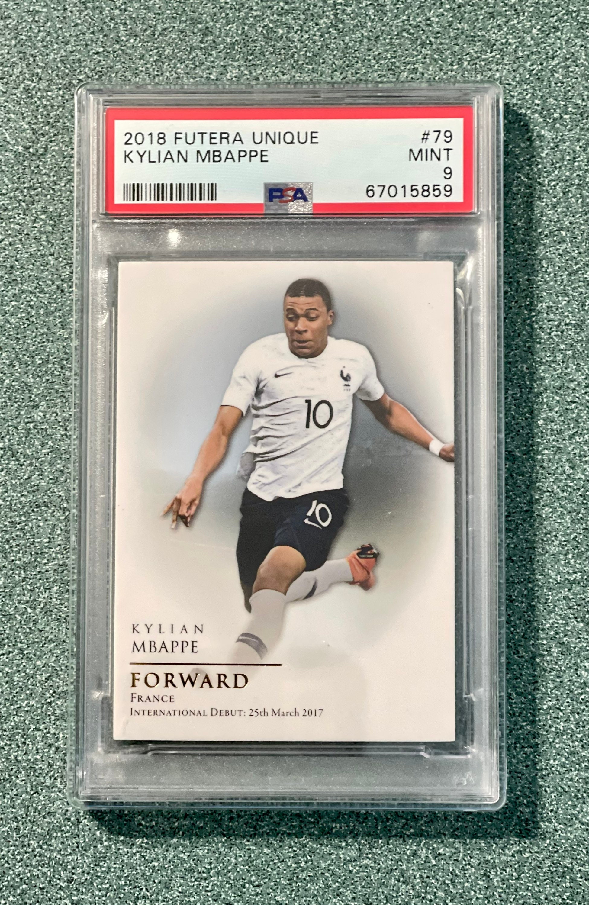 2018 Futera Unique Soccer 79 Kylian Mbappe France PSA 9 Mint ...