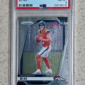 2024 PANINI Prizm #309 Bo Nix Rookie RC PSA 8 Denver Broncos