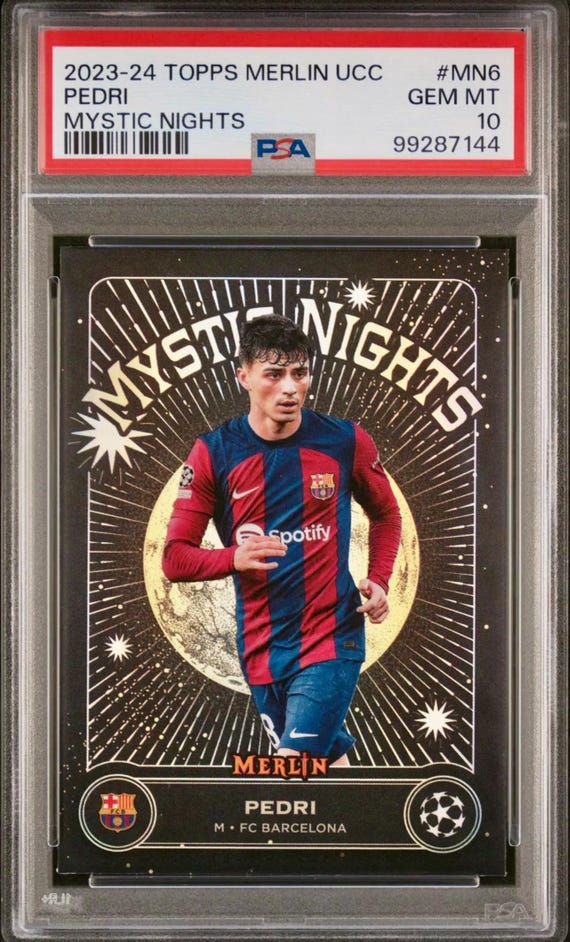 ペドリ 欧州CL試合球 サインカード Topps Merlin 2023-24 Topps Merlin UEFA Club Competitions Mystic Nights