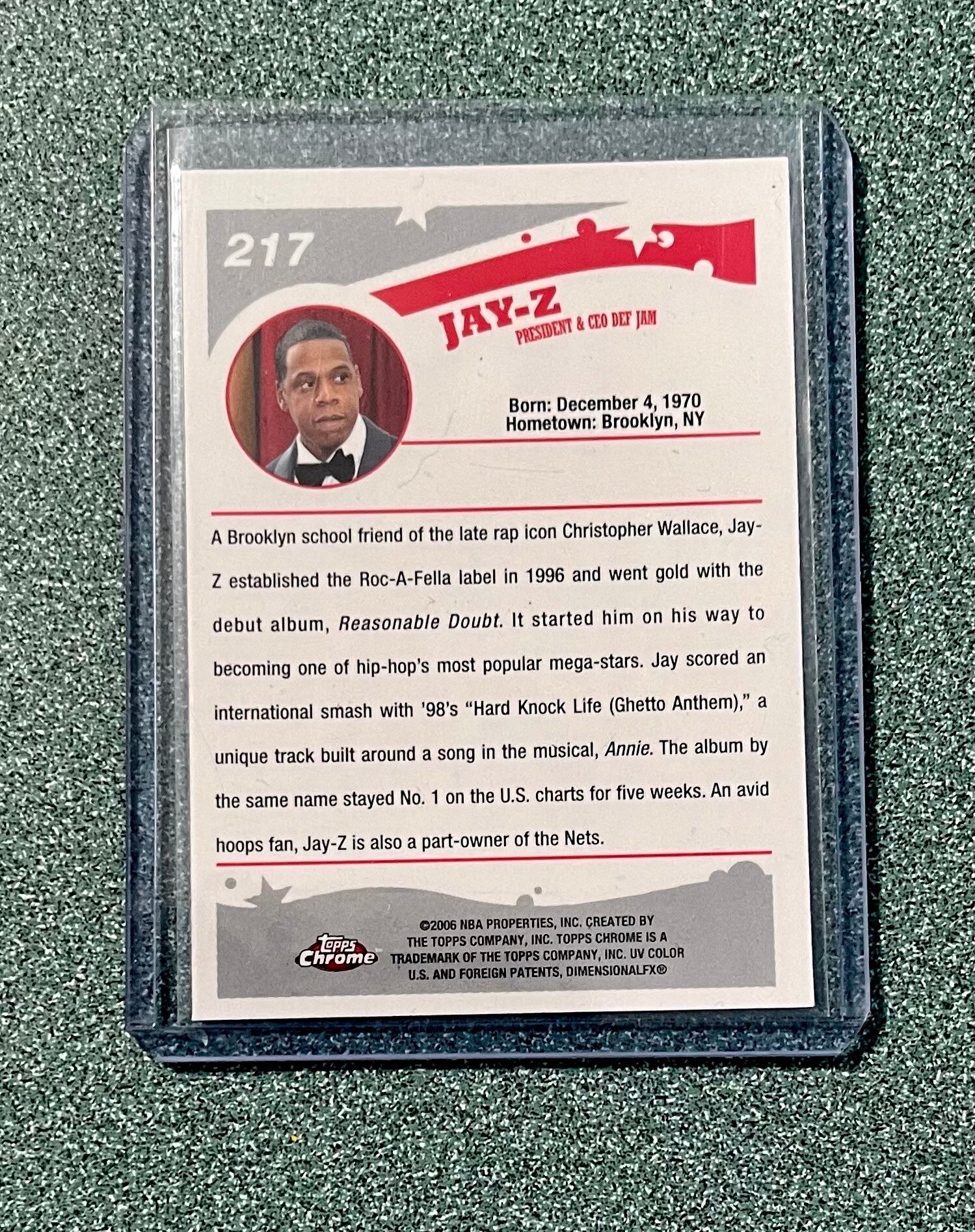 Jay-z Topps Chrome 2005-06 RC Rookie #217 - Etsy Jay-z Topps Chrome 2005-06 RC Rookie #217 - Etsy