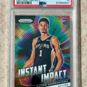 Tarjeta de novato de impacto instantáneo Prizm #3 Victor Wembanyama 2023 PSA 10 Gem Mint San Antonio Spurs