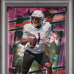 2024 Panini NSCC ViP Gold Prospects Purple Sparkle #RP5 Cameron Ward #d/49 PSA 9 Mint Rookie Card RC Miami Hurricanes Tennessee Titans