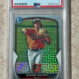 Mega Box Bowman 2023 chromé MOJO # 227 Jackson Holliday RC Orioles PSA 9 menthe