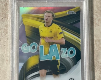 2020 Topps Merlin Chrome Ucl Refractor #65 Erling Haaland Psa 10 Low Pop  Rare