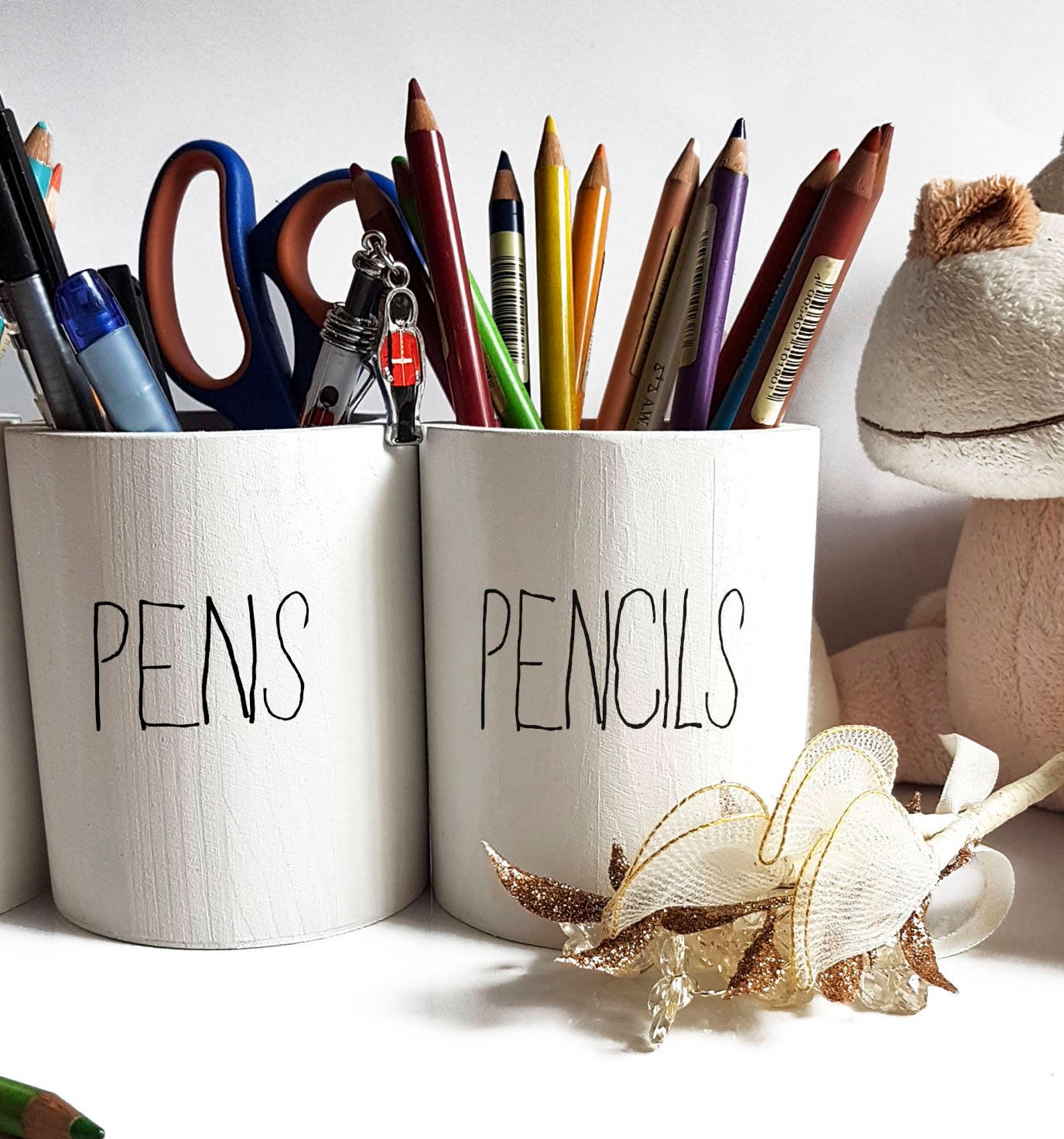 White Pencil Holder White Pen Holder white pencil pot white Etsy