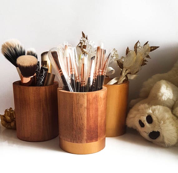 Gold Desk Accessoriesmakeup Brush Holdermakeup Etsy