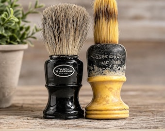 Vintage Ever-Ready Shaving Brush Display Piece – 1930s Butterscotch Handle – Antique Barbershop Decor – Rustic Bathroom Styling