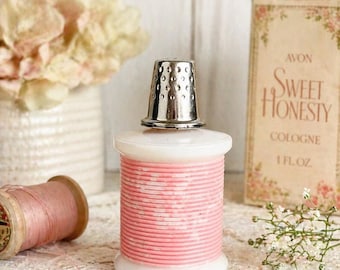 Vintage Avon Sweet Honesty Cologne Bottle – Sewing Spool Thimble Design – Retro Vanity Decor – 1970s Avon Collectible