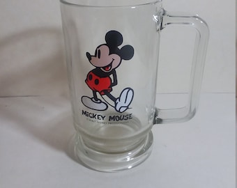Vintage 1980s Mickey Mouse  6" Tall glass mug