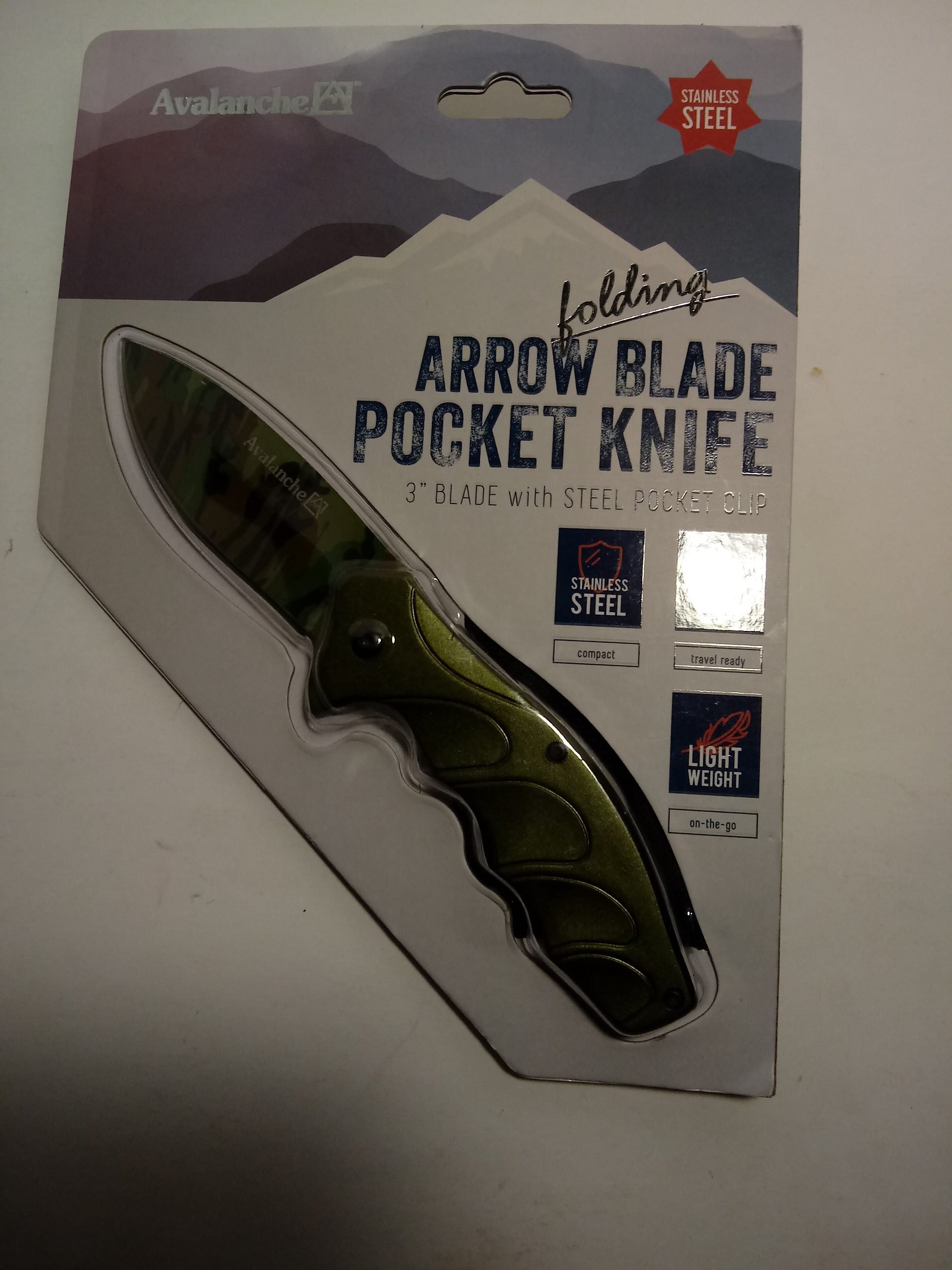 Avalanche Camo Arrow Blade Folding Knife With Pocket Etsy