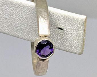 Handcrafted Natural Amethyst Sterling Silver Ring, Size 10.5