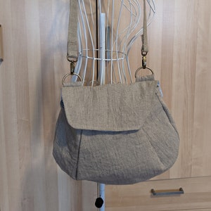Linen Canvas Purse with Interior Pocket, Natural colored Shoulder Bag