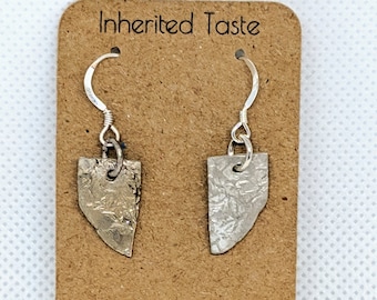 Minimalist Textured Sterling Silver Earrings, Handcrafted & Dainty