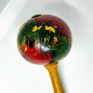 Florida Maraca Vintage Hand Painted Hand Crafted Tourist Souvenir Maracas Shaker Rattle Percussion Red Green Yellow Blue Kitsch Gift