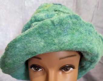 Light Green Wool Felt Cloche Hat