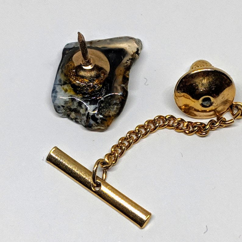Tumbled Grey and Clear Stone Tie Tack