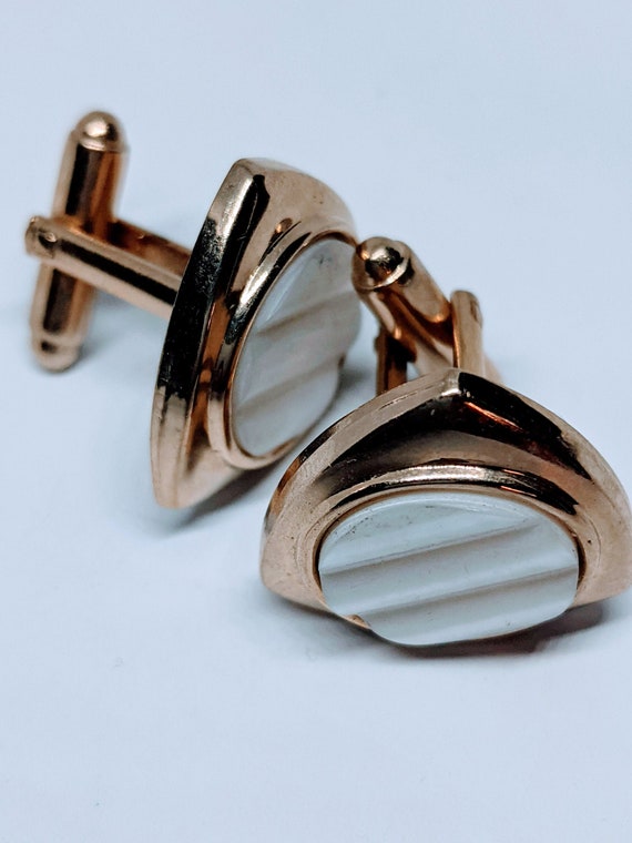 Modernist triangular mother of pearl cuff links - image 1