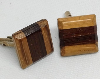 Vintage Holz-Manschettenknöpfe aus Holz Manschettenknöpfe hell und dunkel braun Geschenk für ihn Bräutigam rustikale Hochzeit Carpenter