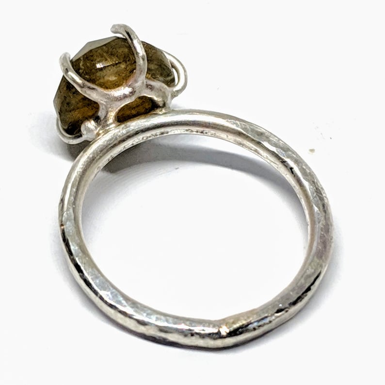Labradorite and Sterling Silver Ring Size 7.5 Handcrafted Prong Set Gemstone Ring