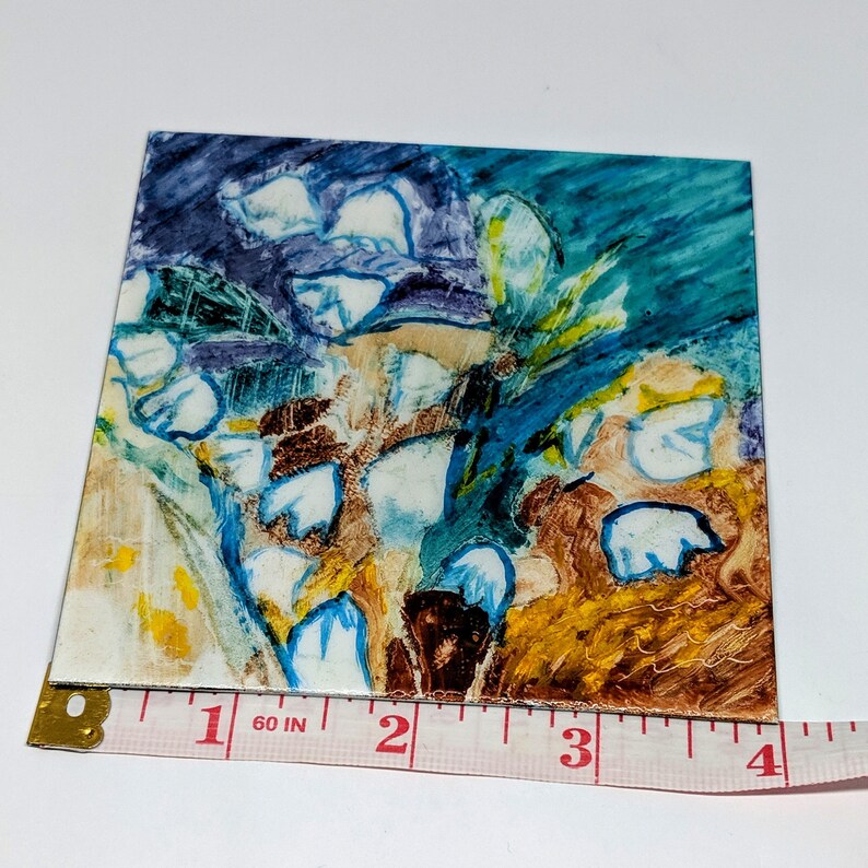 Original Abstract Flower Vitreous Enamel Painting 4 X Etsy